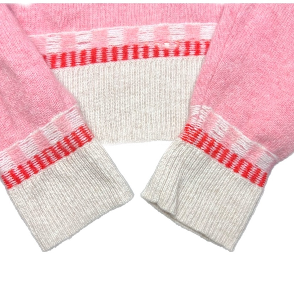 Madewell Fair Isle Mayer Pullover Sweater Pink Red White Womens Size M Cozy Knit - Picture 9 of 15